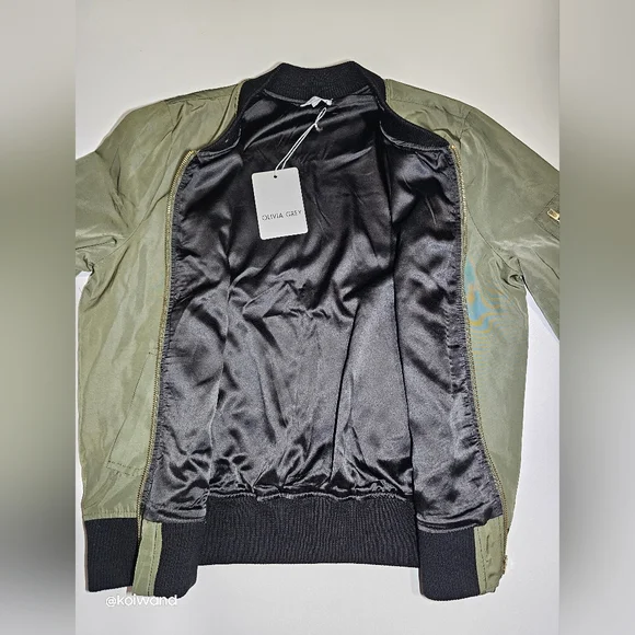 Women's Bomber Jacket Full-zip Padded Casual Active Sport Coat Outwear - Picture 9 of 14